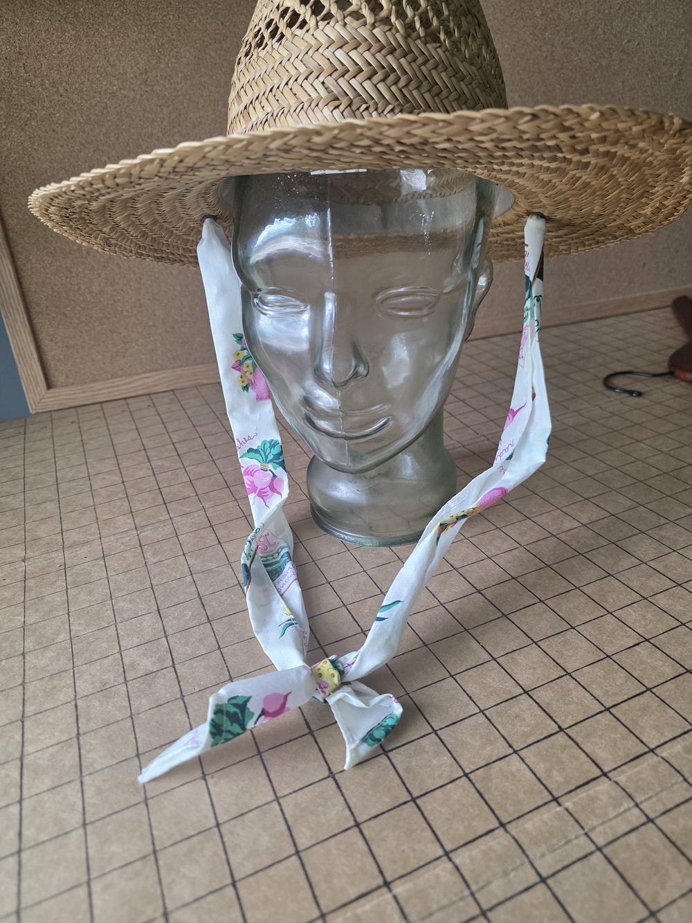 Garden Straw Sun Hat Floral Ribbon Wide Brim L Garden Party